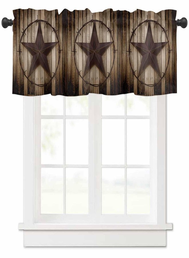 Homechoid Western Texas Star Window Curtain Valance for Living Room/Kitchen/Bathroom/Farmhouse, Retro Rustic Wooden Boards Short Rod Pocket Tier Curtain Window Treatment, 1 Panel 54x18 - Image 1